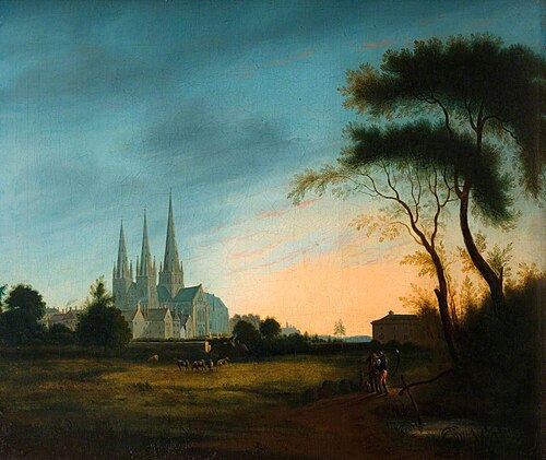 Lichfield Cathedral from Sandford Street, , John Glover
