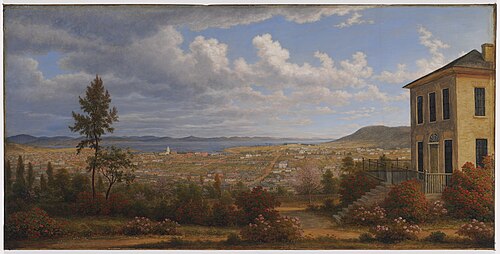 Hobart Town, taken from the garden where I lived, 1832, oil painting by John Glover,, 1832, John Glover