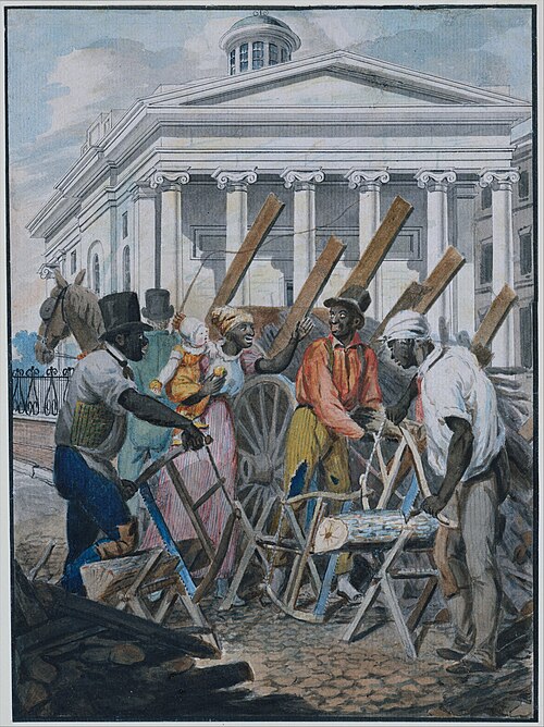 Black Sawyers Working in front of the Bank of Pennsylvania, Philadelphia, , John Lewis Krimmel