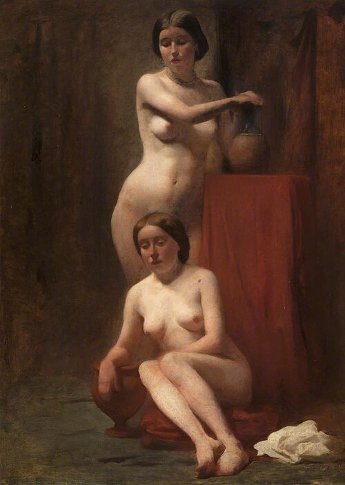 Two Female Nudes: One Standing, One Seated, 1858, John Pettie