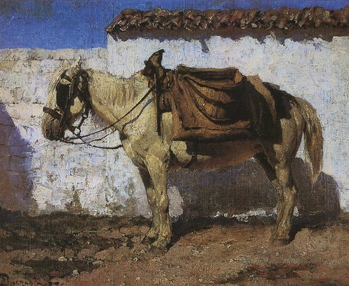 Белая лошадка. Нормандия, 1874, Vassili Polenov