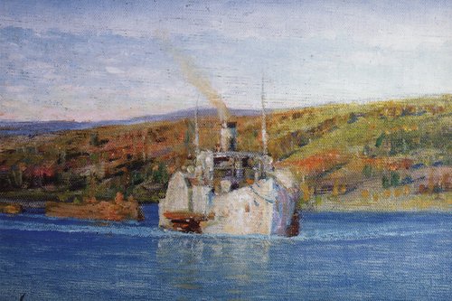 превращённый в буксир Ока. Пароход «Владимир», 1920, Vassili Polenov