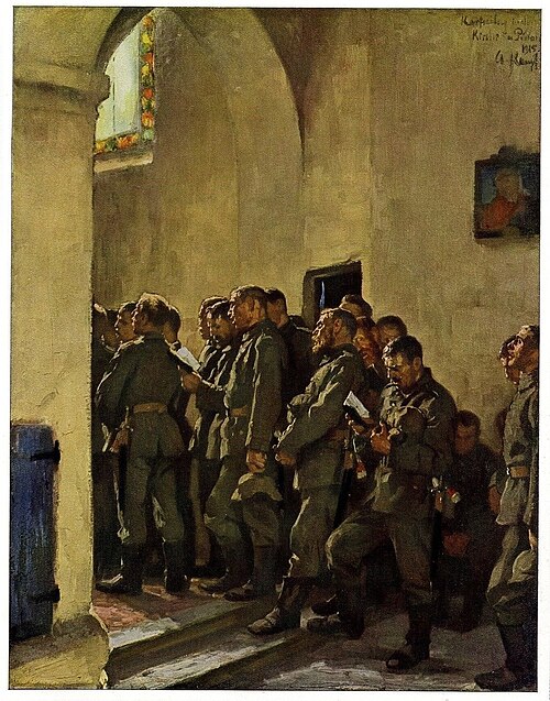 Karfreitag in einer französischen Kirche (Pinon), 1915, Arthur Kampf