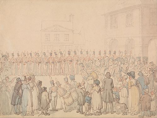 A Review of the Northapmton Militia at Brackley, , Thomas Rowlandson