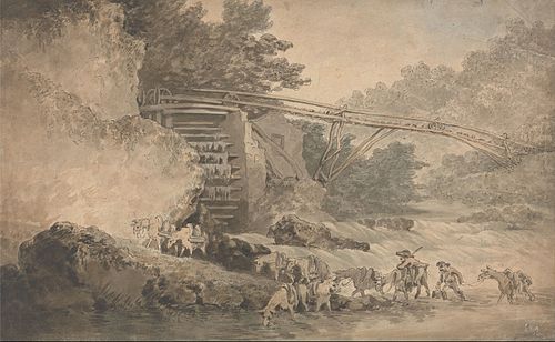 A Water-Wheel Driving a Transporter, , Thomas Rowlandson
