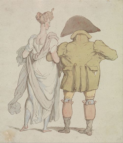An Elderly Buck walking with a Lady, 1850, Thomas Rowlandson