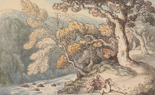 Bathers in a Landscape, , Thomas Rowlandson