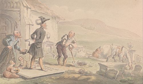 Dr Syntax Meditating on the Tombstones, 1820, Thomas Rowlandson