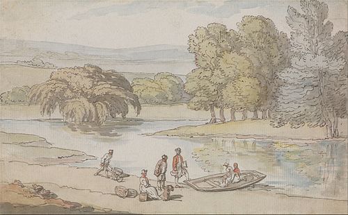 Figures by a Ferry, , Thomas Rowlandson