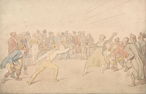Henry Angelo and Madame Cain Fencing, , Thomas Rowlandson