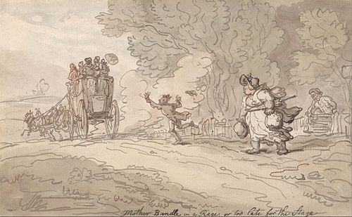 Mother Bundle in a Rage or Too late for the Stage, 1809, Thomas Rowlandson