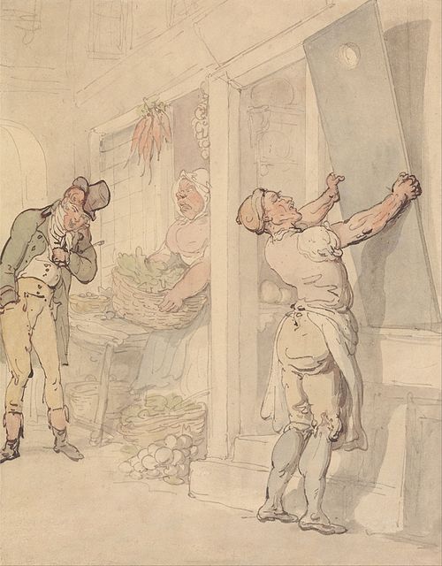 Outside the Greengrocer's Shop, 1850, Thomas Rowlandson