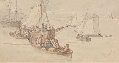 Pleasure Boats in an Estuary, , Thomas Rowlandson