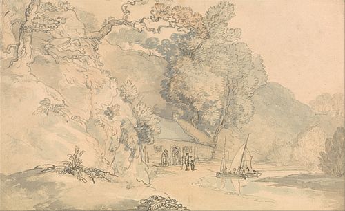 River Scene with Small Boats, , Thomas Rowlandson