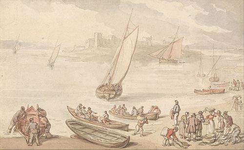 Selling Fish on a Beach, , Thomas Rowlandson