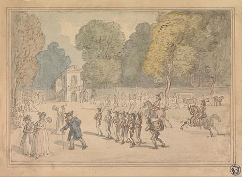 Soldiers in St. James Park, , Thomas Rowlandson