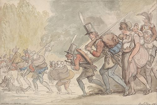 Soldiers on a March, 1805, Thomas Rowlandson