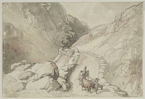 Road to Pont Aberglassin, 1797, Thomas Rowlandson