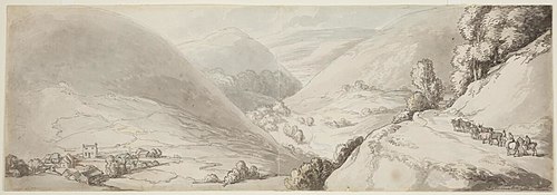 Langothlen Hill in the road to Ruthin, 1797, Thomas Rowlandson