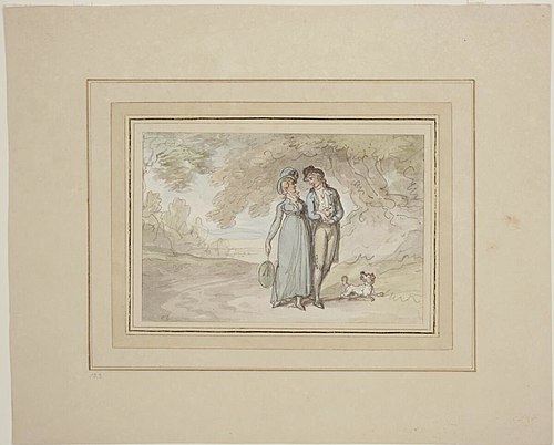 Man and woman strolling in the country, , Thomas Rowlandson