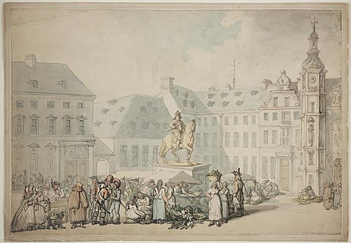 A market square, France?, , Thomas Rowlandson