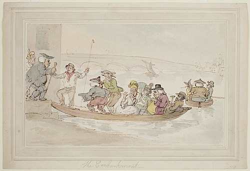 The embarkment, , Thomas Rowlandson