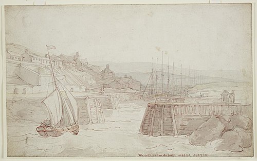 Entrance to Ambwick i.e. Amlwch Harbour, Anglesey, 1797, Thomas Rowlandson