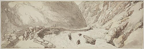 Road to Pont Aberglaslyn, 1797, Thomas Rowlandson
