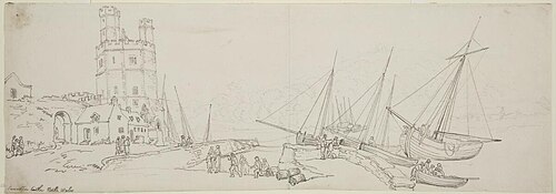 Canalfon Castle north Wales, 1797, Thomas Rowlandson