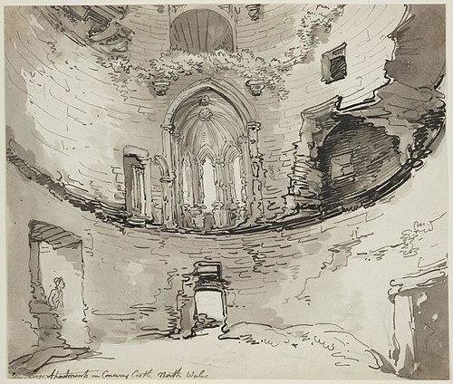The King's apartments in Conway Castle North Wales, 1797, Thomas Rowlandson