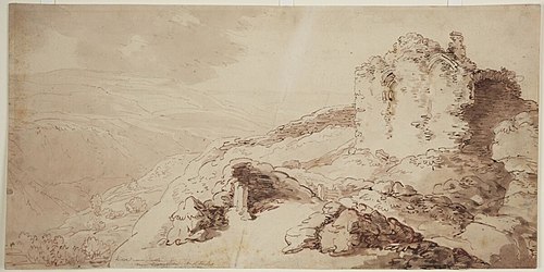 Dinas Braun Castle near Llangollen, 1797, Thomas Rowlandson