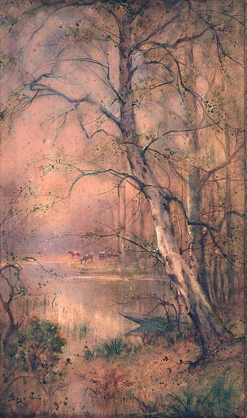 Paisagem lacustre com vacas, , José Júlio de Sousa Pinto