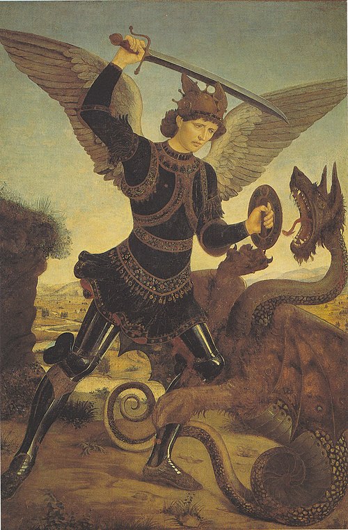 Archangel Michael and the dragon, 1465, Antonio del Pollaiuolo