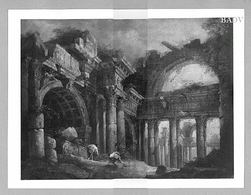 Antike Ruinen mit zwei Figuren, 1760, Francesco Guardi