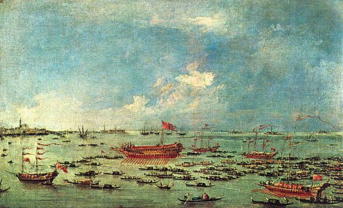 The Bucentaur near San Nicolò di Lido, 1750, Francesco Guardi