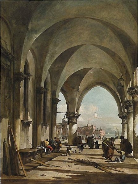 The Arches of the Dodge's Palace, Venice, in the Direction of the Basilica San Giorgio Maggiore, , Francesco Guardi
