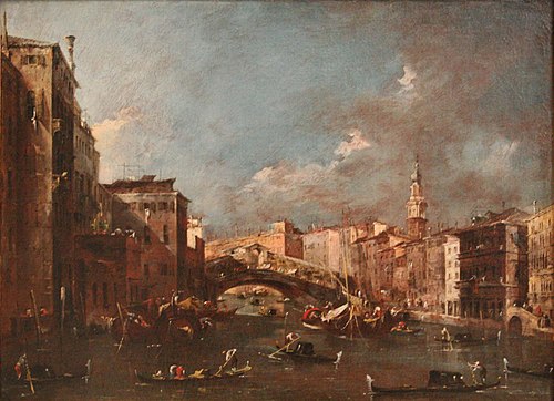 Vue du grand canal et du pont du Rialto à Venise, 1775, Francesco Guardi