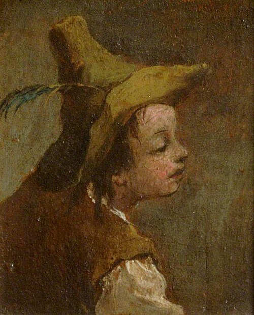 Two Paintings: A Head of a Boy and a Head of a Girl (diptych, left panel), 1777, Francesco Guardi