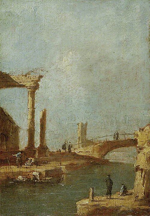 Capriccio: Ruins and a Bridge, , Francesco Guardi