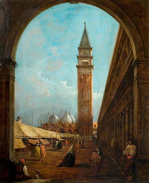 Venice: A Fair in the Piazza San Marco Seen through an Archway at the South-West End, , Francesco Guardi