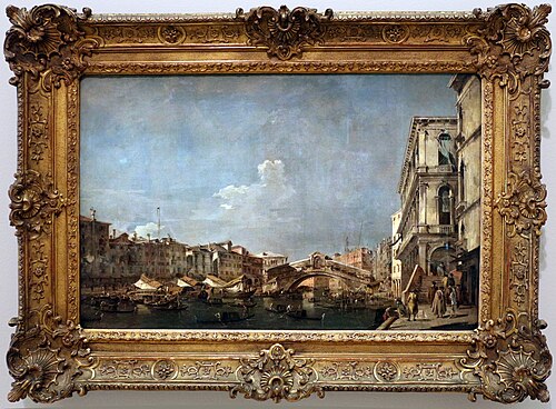 O Grande Canal na ponte Rialto, 1780, Francesco Guardi