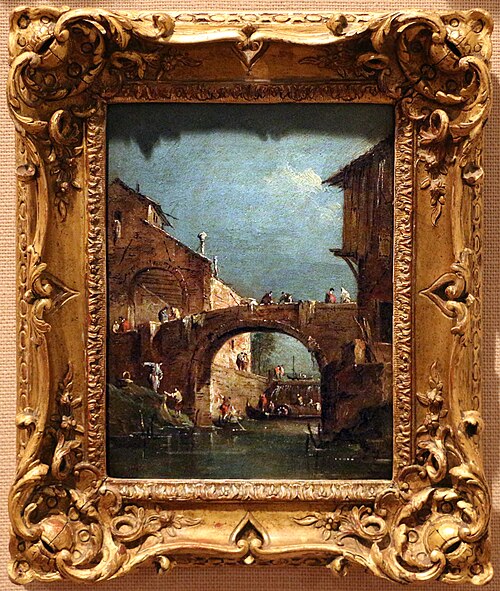 Brücke über die Brenta nahe der Schleuse von Dolo, 1770, Francesco Guardi
