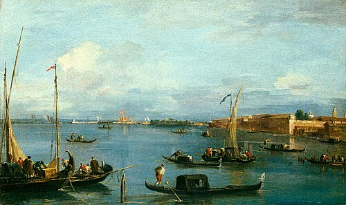 Die Lagune mit dem Fort San Nicolò, 1767, Francesco Guardi