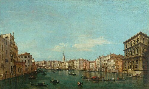 Il Canal Grande a palazzo Grimani, verso il ponte di Rialto, 1757, Francesco Guardi