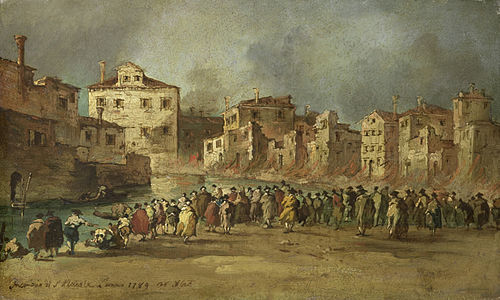 Fire in the San Marcuola Oil Depot, Venice, 28 November 1789, 1500, Francesco Guardi