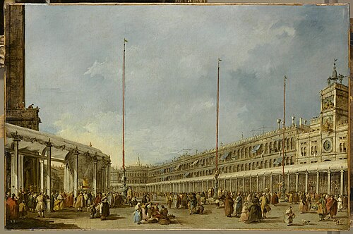 Le doge de Venise suit la procession du Corpus Domini sur la place Saint-Marc, 1768, Francesco Guardi