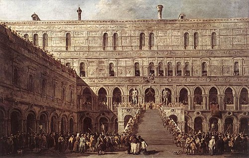 Le Couronnement du doge de Venise sur l'escalier des Géants au palais ducal de Venise, 1775, Francesco Guardi