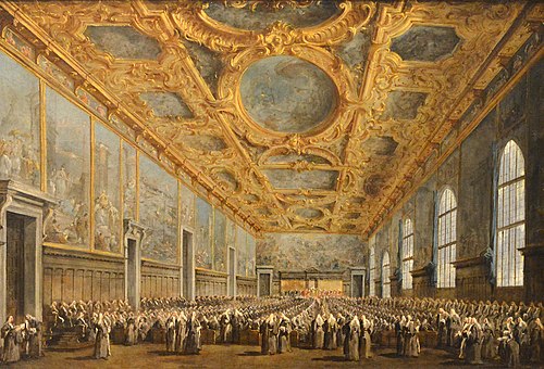 Le doge de Venise remercie le Conseil majeur, 1775, Francesco Guardi