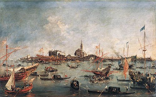 Le Doge de Venise sur le Bucentaure à San Nicolò di Lido, le jour de l'Ascension, 1775, Francesco Guardi