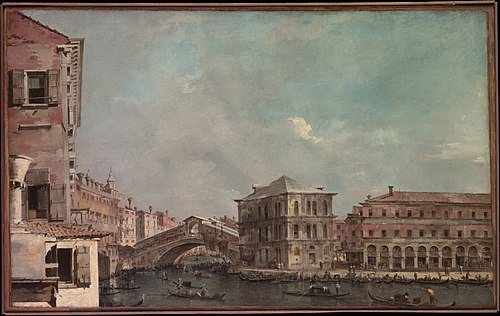 The Grand Canal above the Rialto, 1760, Francesco Guardi